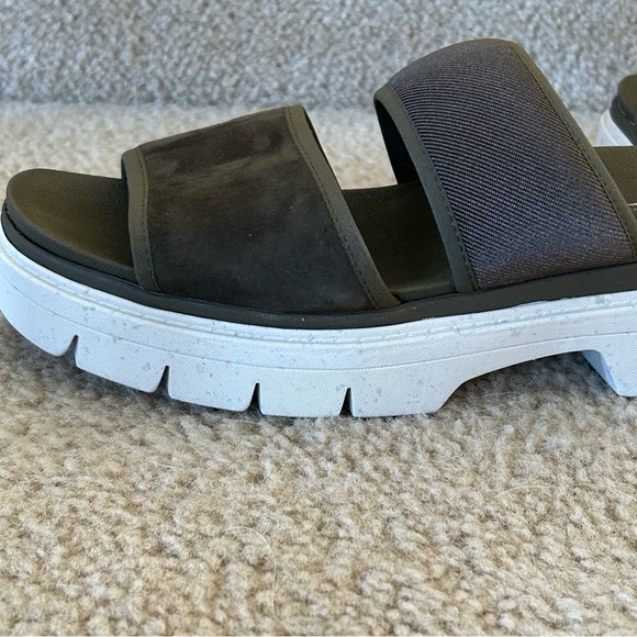 Dr School Suede Blend Olive Terrain Lug- Sole Cushion Platform Slide Sandals NEW - Picture 11 of 16